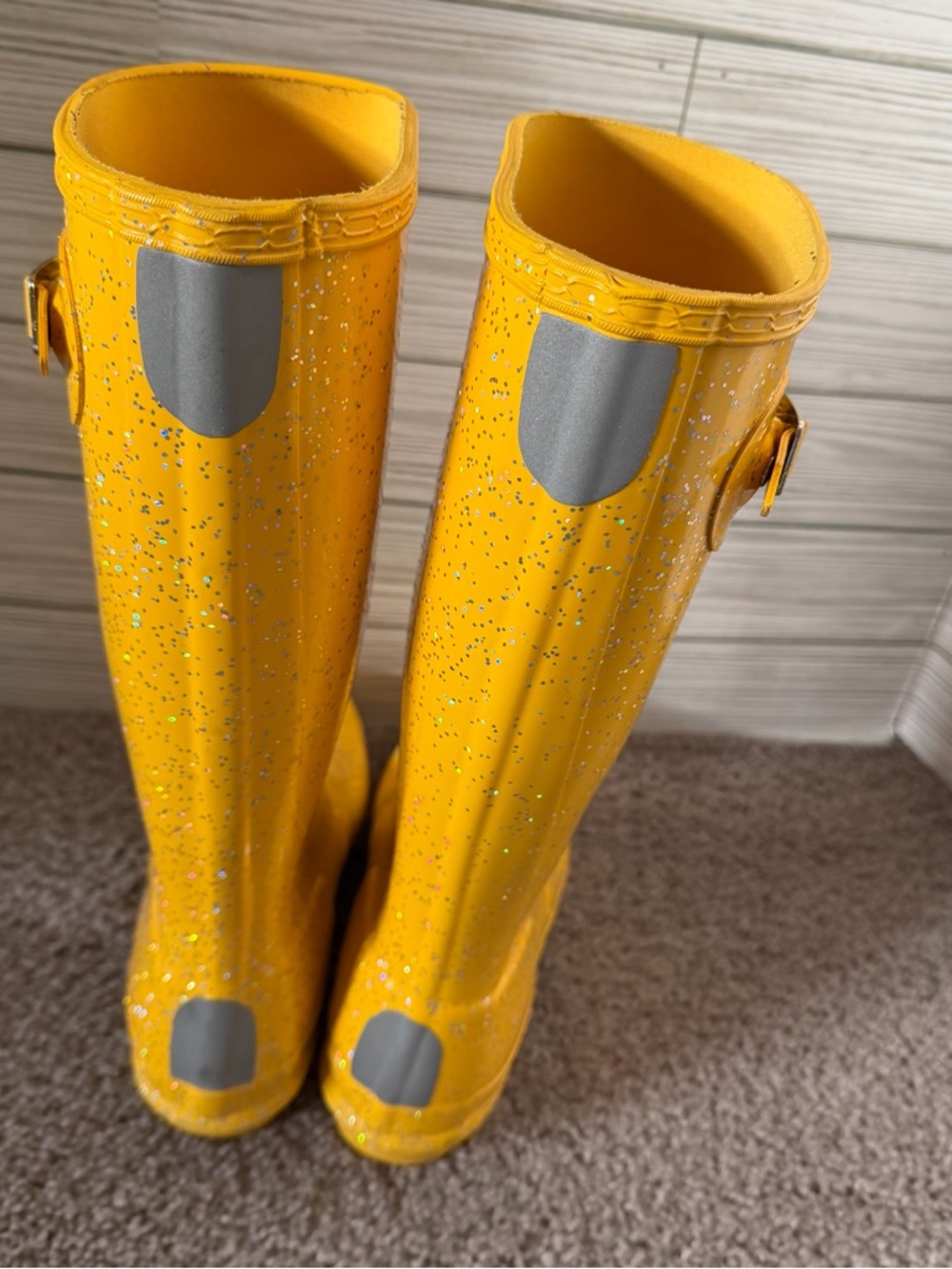 Hunter yellow glitter rain tall boots - Picture 5 of 6